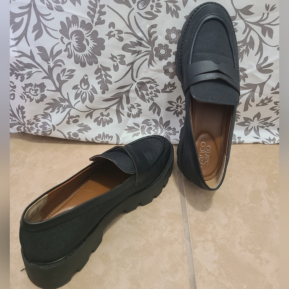Franco Sarto Black Lug Sole Loafer